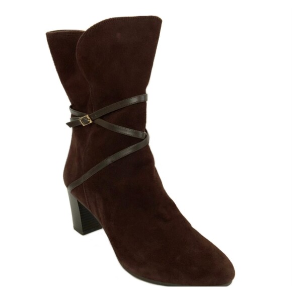 Isaac Mizrahi Shoes - Isaac Mizrahi Live Mid-calf Suede Boots Brown 10
